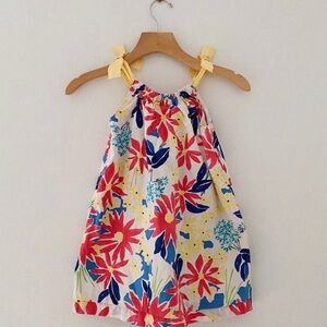 Lands End girls floral print shoulder bow detail sun dress size 4 5 years